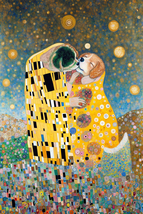 klimt s dogs kissing  