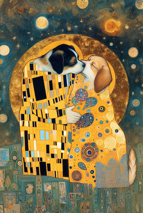 klimt s dogs kissing ver 2  