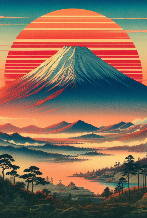 sunrise over fuji mountain  