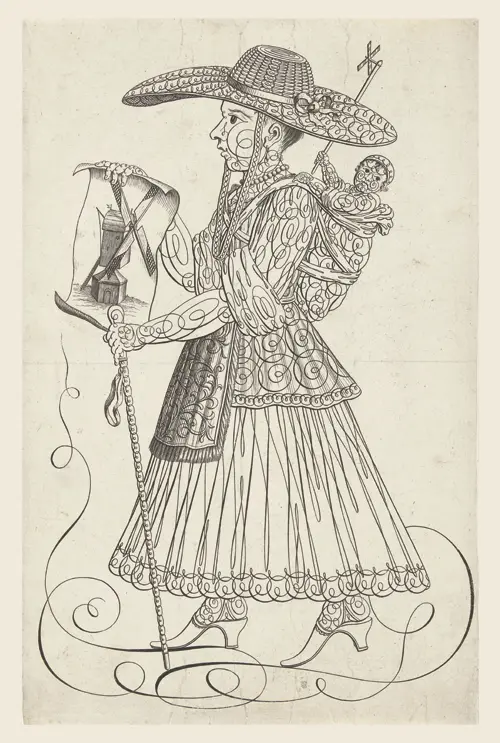 calligraphy of woman with child and windmill (1720) anonymous  