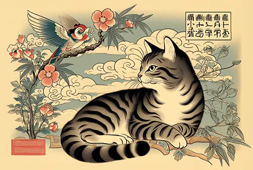 cat and bird japan 