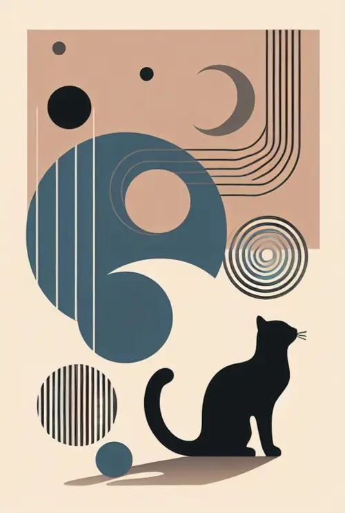 cat and moon, abstract životinje 