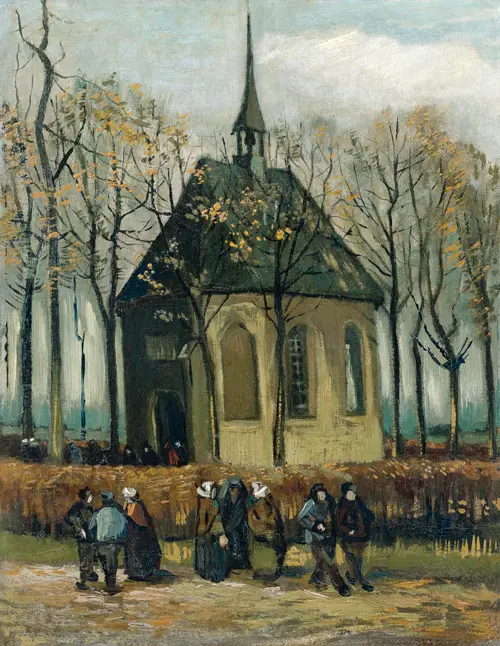 congregation leaving the reformed church in nuenen (1884) vinsent van gog 
