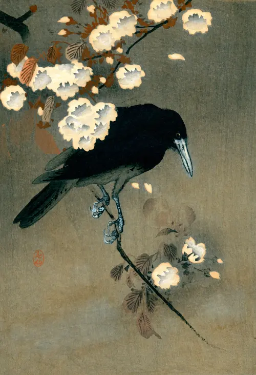 crow and blossom japan ohara koson 