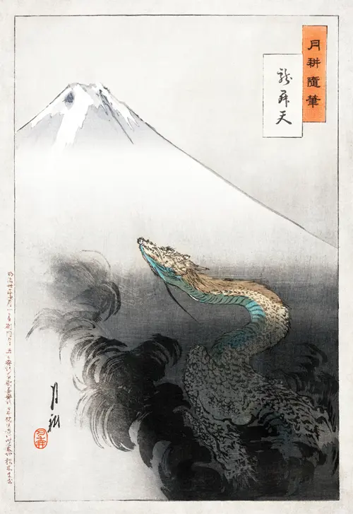 dragon and mountain (1897) ogata gekkō 