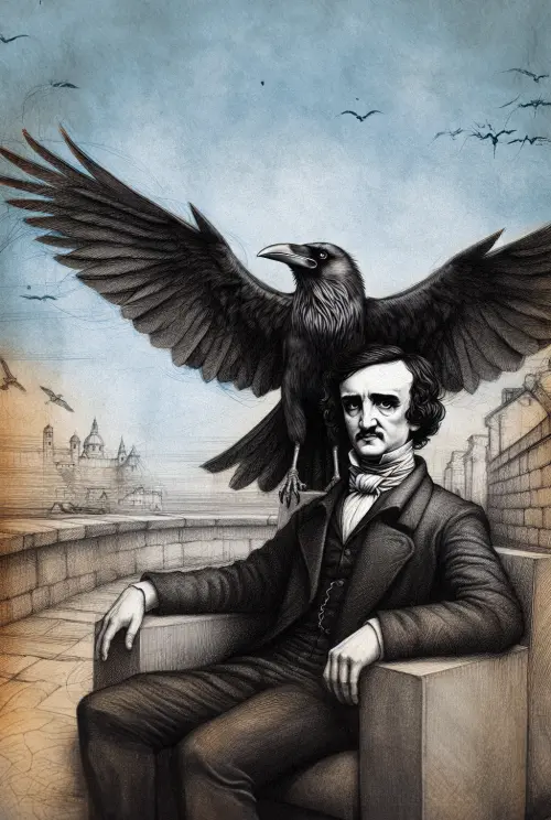 Edgar Allan Poe and Raven | Dorijan Grej