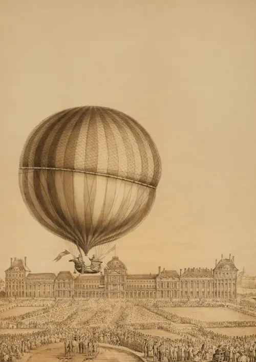 first manned gas balloon flight  