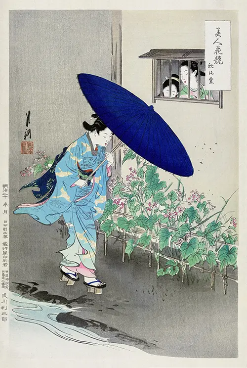 flowering hedge (1887 1896) japan ogata gekko 