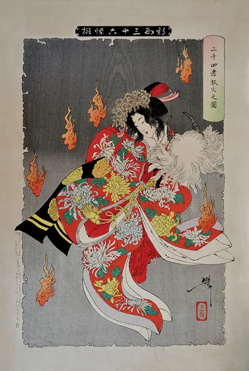 fox fire of the twenty four paragons of filial piety (1893) japan tsukioka yoshitoshi 