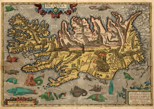 island amp sea monsters (1585) abraham ortelius 