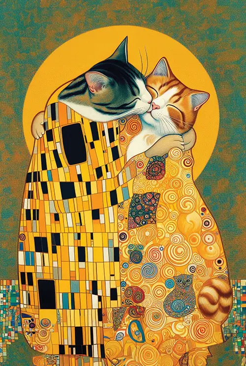 klimt s cats kissing životinje 