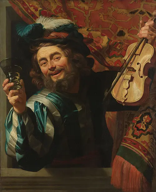 merry violinist with wineglass (1623) gerard van honthorst 