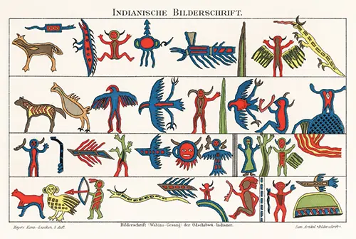 ojibwe characters indian native art (1897)  