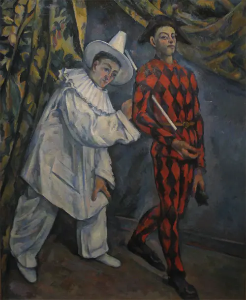 pierot and harlequin (mardi gras) (1895) paul cézanne 