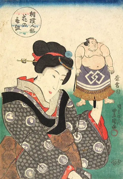 puppet of the sumo wrestler hidenoyama raigorō (1844) japan utagawa kunisada 