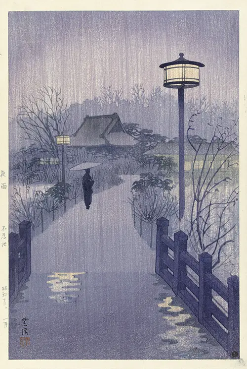 rainy night at shinobazu pond (1938) japan kasamatsu shirô 