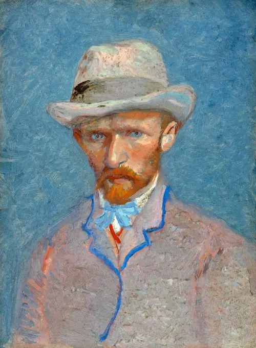 self portrait with a gray straw hat (1887) vinsent van gog 