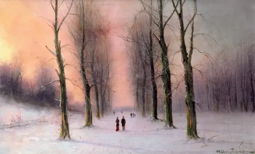 snow scene wanstead park (1850 1922) nils hans christiansen 