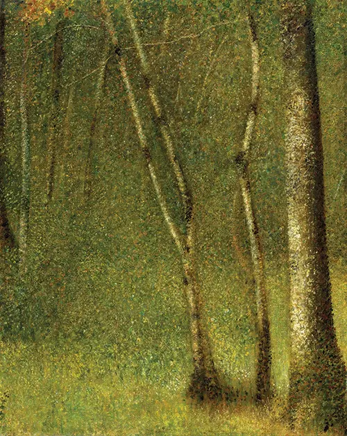 the forest at pontaubert (1881) georges seurat 