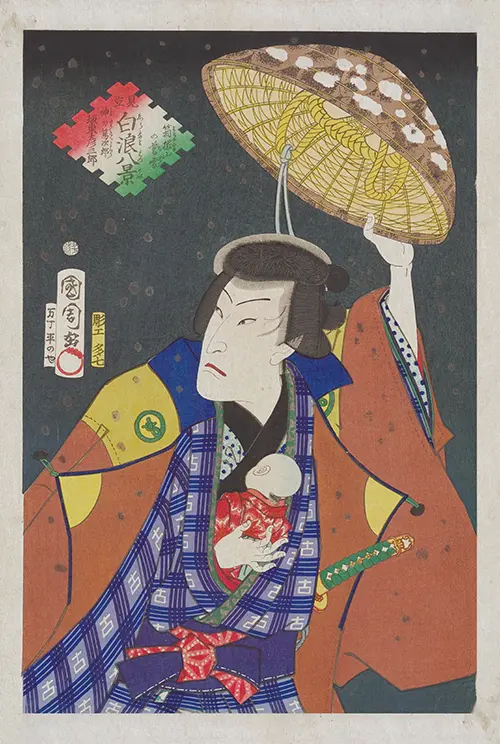 twilight snow of the hakone mountains actor bandō hikosaburō v as jintō tokujirō (1865) japan toyohara kunichika 