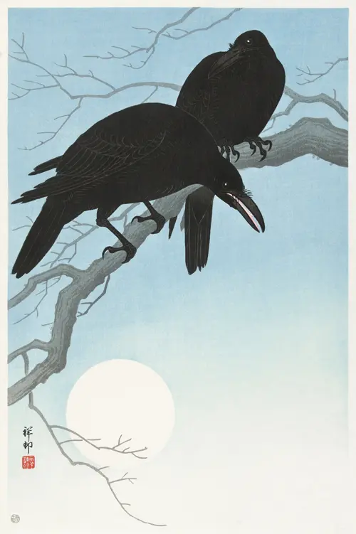 two crows on a branch (1927) japan ohara koson životinje 