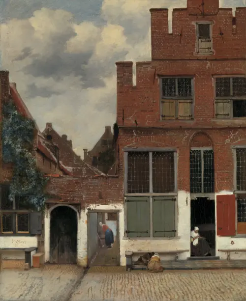view of houses in delft, known as the little street (1658) johannes vermeer 
