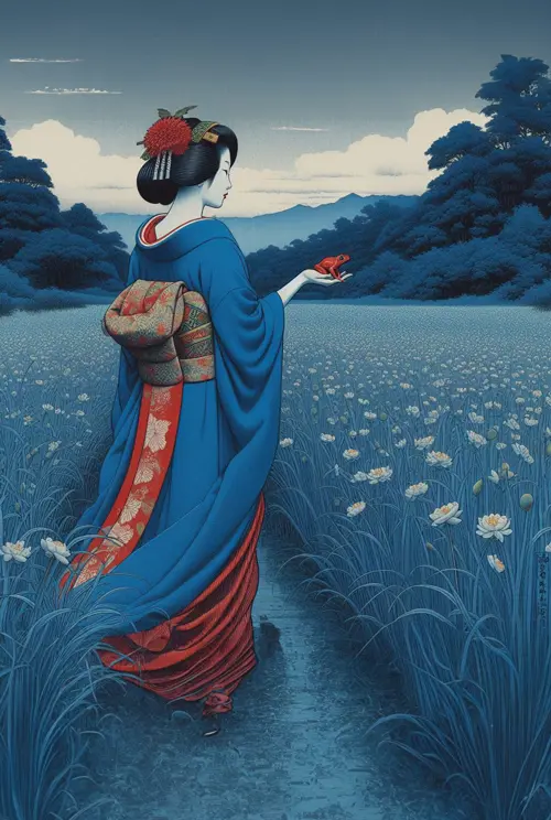 woman with red frog japan životinje 