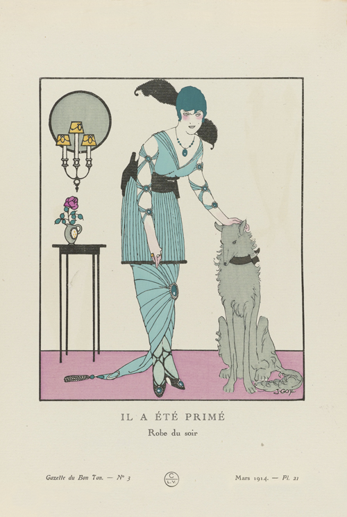 evening dress (1914) gazette du bon ton art modes amp frivolités 1914 no 3, pl 21 francisco javier gosé 