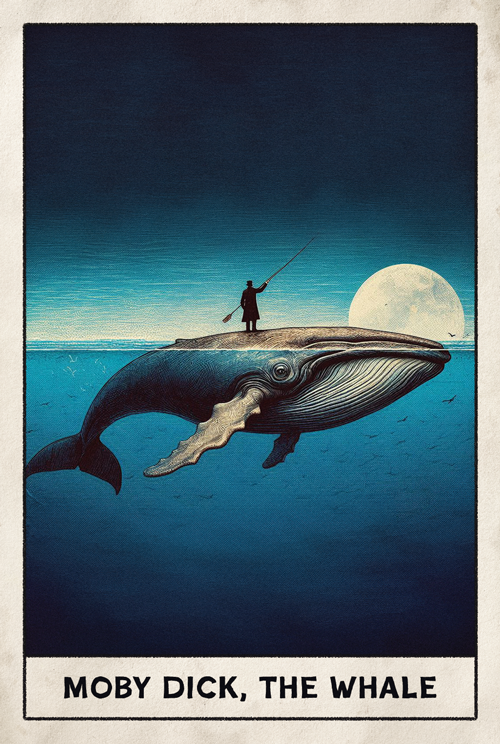 moby dick, the whale blue  