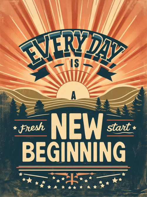 every day is a new beginning retro  