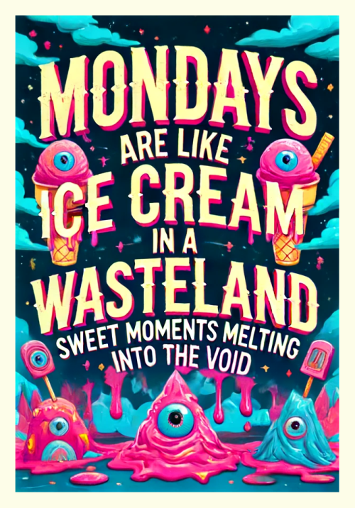 mondays are like ice cream in a wasteland  