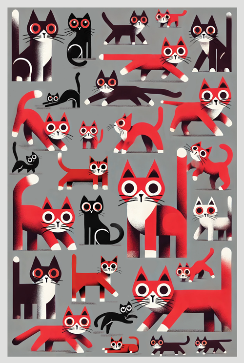 cats red and black  