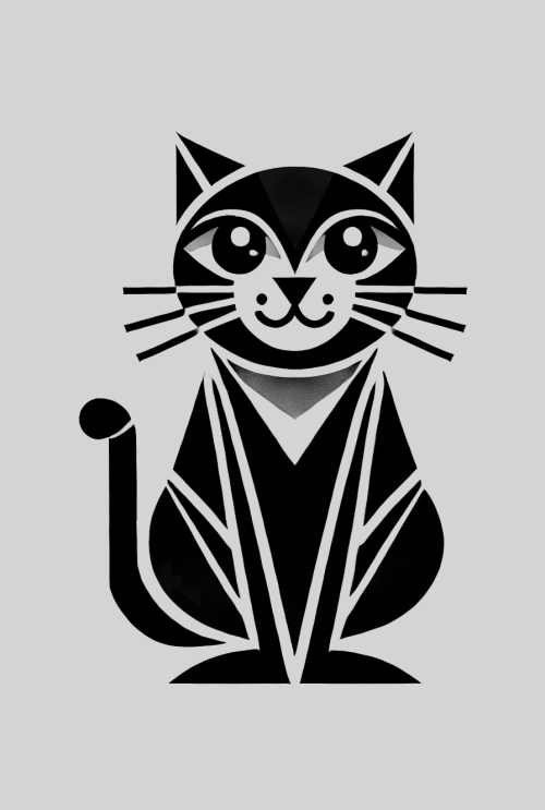 geometric noir cat on silver background  