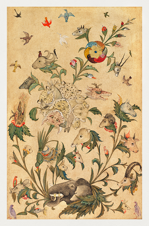 a floral fantasy of animals and birds (waq waq) (rani 17 vek)  