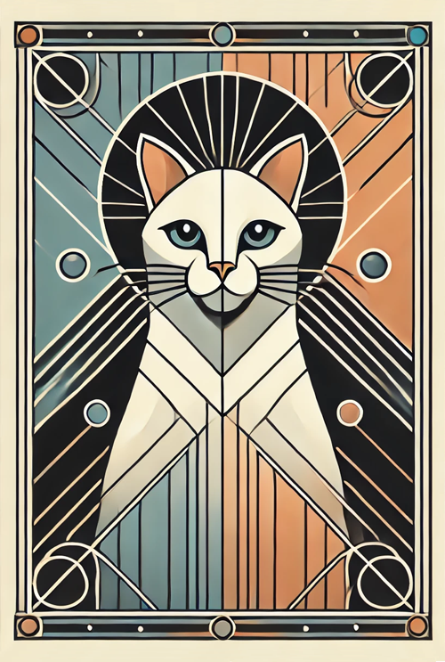 art deco cat portrait  