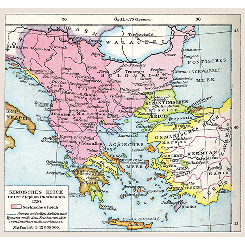 srpsko carstvo 1350 godine nemačka mapa iz 1886 godine gustav droysen 