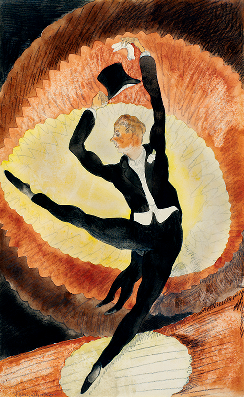 in vaudeville acrobatic male dancer with top hat (1920) charles demuth 