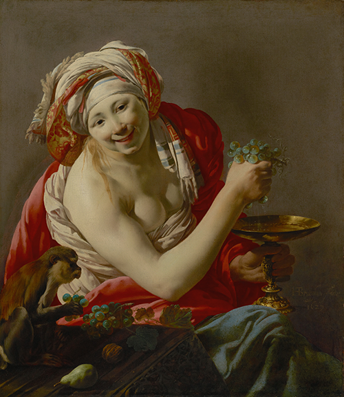 bacchante with an ape (1627) hendrick ter brugghen 