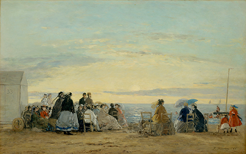 on the beach, sunset (1865) eugène boudin 