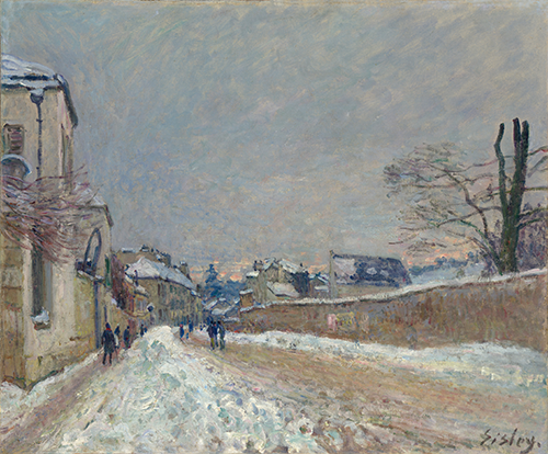 rue eugène moussoir at moret winter (1891) alfred sisley 