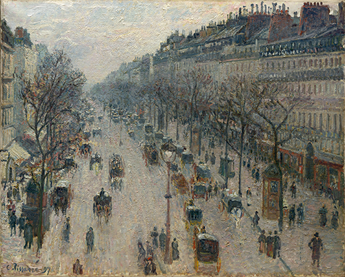 the boulevard montmartre on a winter morning (1897) camille pissarro 