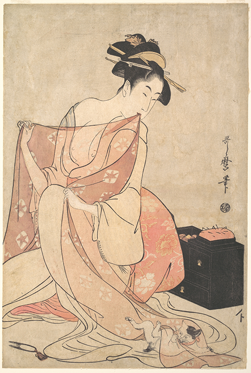 a woman and a cat (1793 1794) kitagawa utamaro 