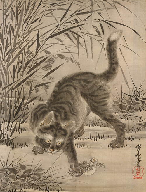 cat catching a frog (1887) kawanabe kyōsai 