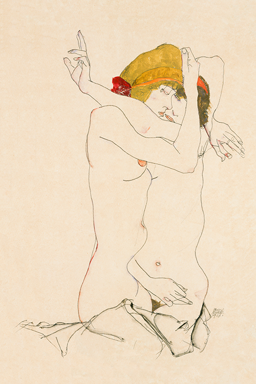 two women embracing (1913) egon schiele 