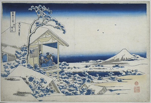 čajdžinica u koišikavi jutro posle snežnih padavina (1830 32) katsushika hokusai 