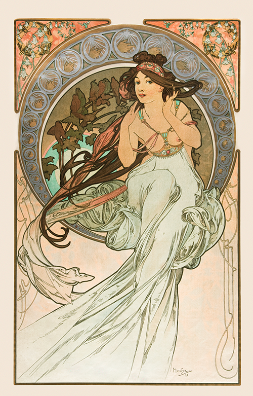 music, from les arts (1898) alphonse mucha 