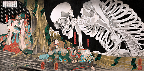 mitsukuni defying the skeleton specter (1910) utagawa kuniyoshi 