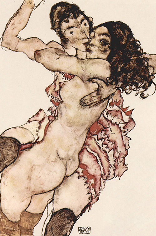 pair of women embracing each other (1915) egon schiele 