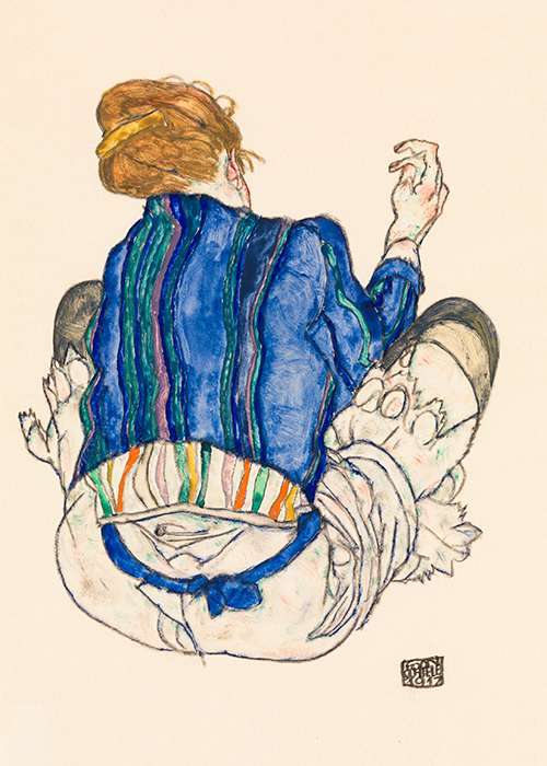 seated woman, back view (1917) egon schiele 